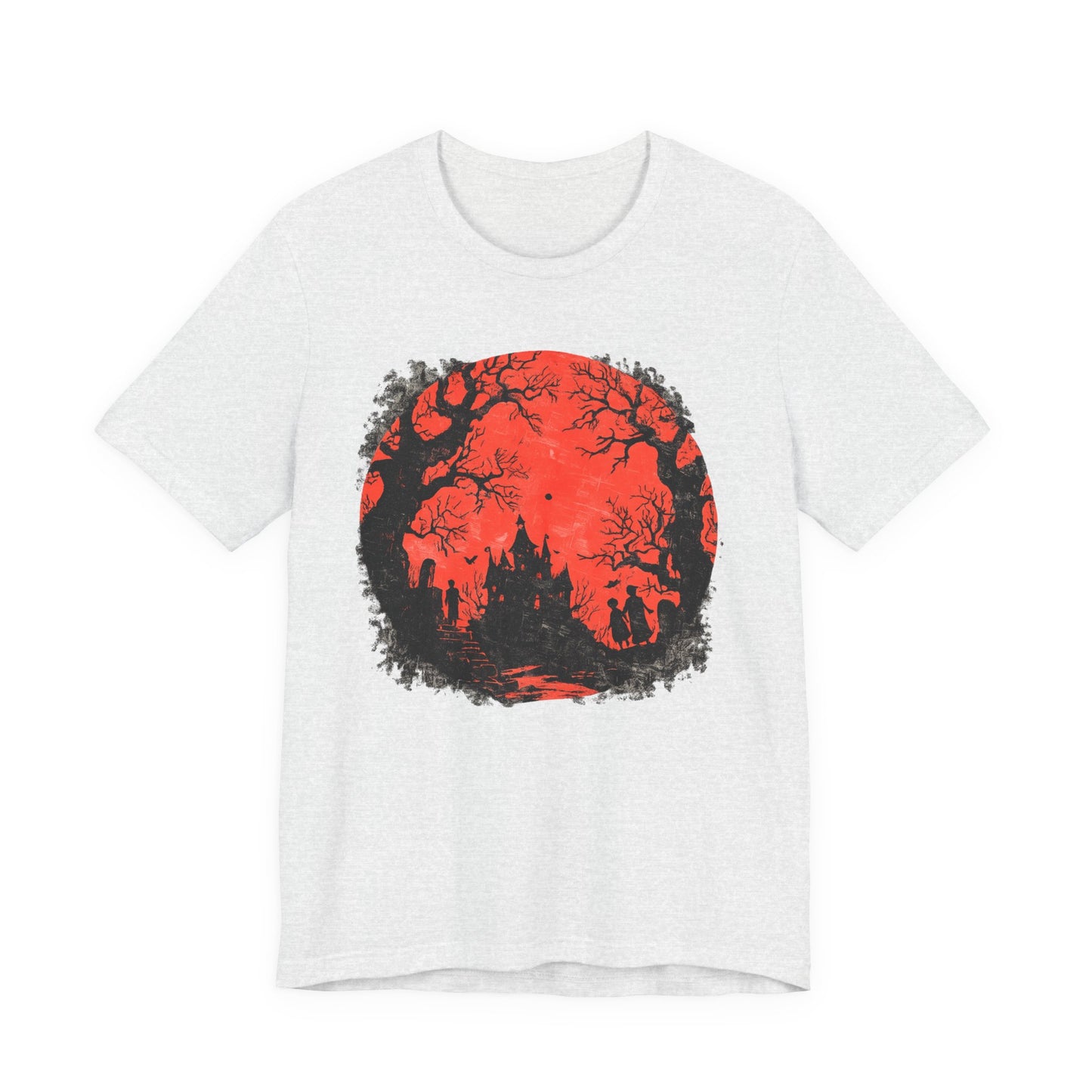 Horror Castle Tee — Red Moon Haunted Forest Graphic T-Shirt