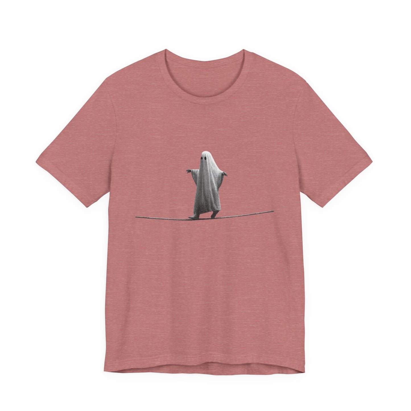 Ghost Balancer T‑Shirt — Minimalist Cute Ghost on Tightrope Tee