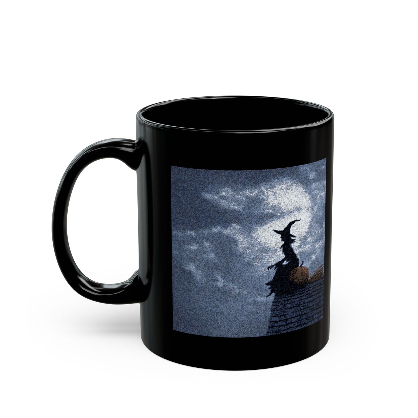 Halloween Witch Silhouette Mug — Spooky Moonlit Pumpkin Coffee Cup (11oz/15oz)