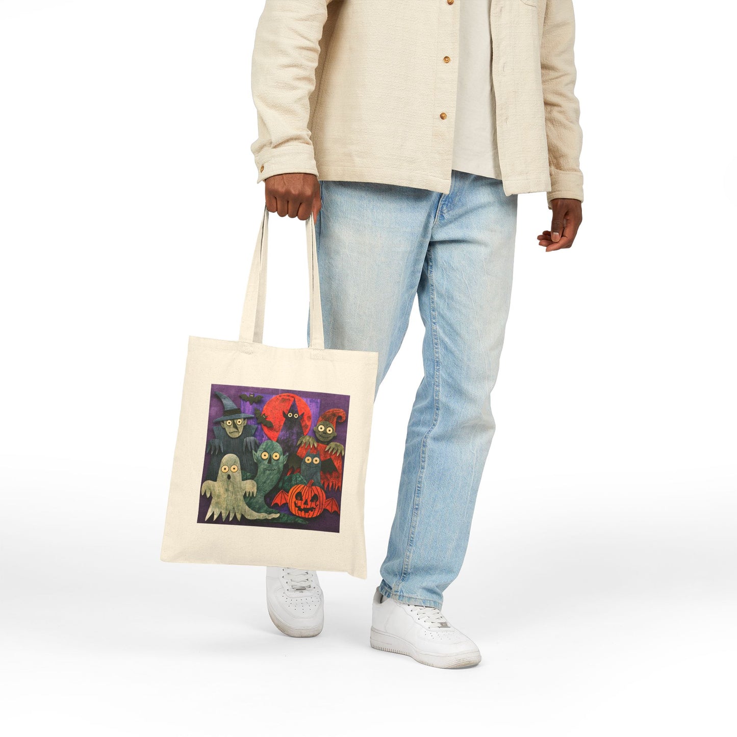 Halloween Ghosts Tote/Trick Or Treat Bag — Cute Spooky Characters Canvas Tote