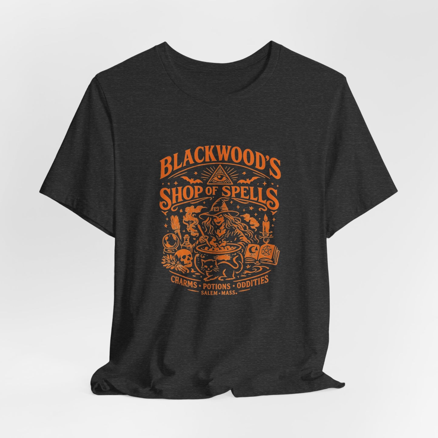 Witchy Graphic Tee — “Blackwood’s Shop of Spells” Vintage Potion T-Shirt