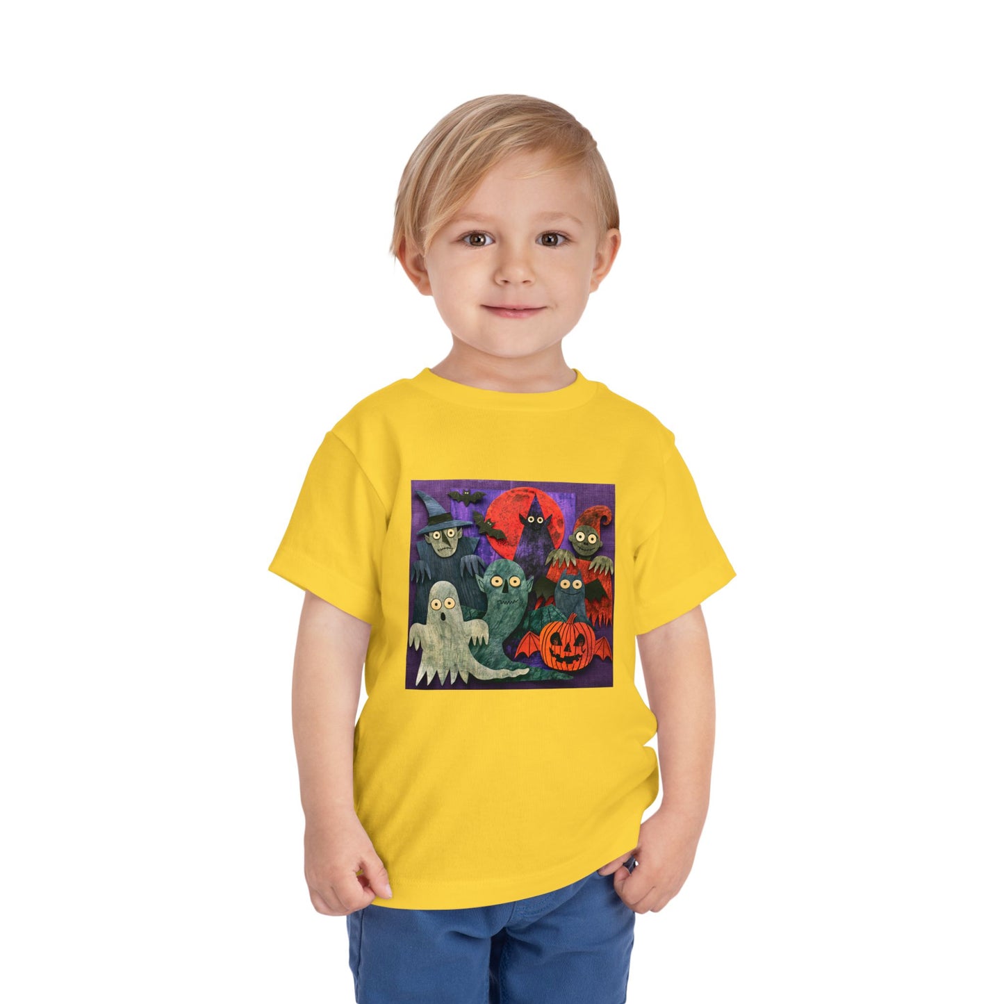 Toddler Tee — Cute Halloween Ghosts & Pumpkins Graphic