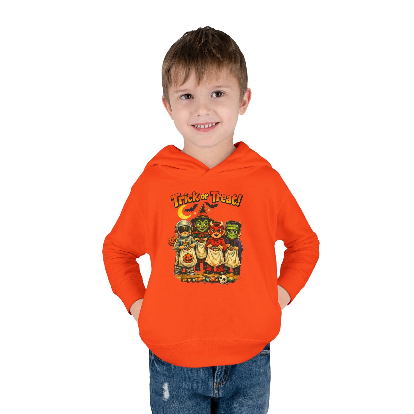 Vintage Trick or Treat Kids Costume Characters Hoodie | Toddler Pullover