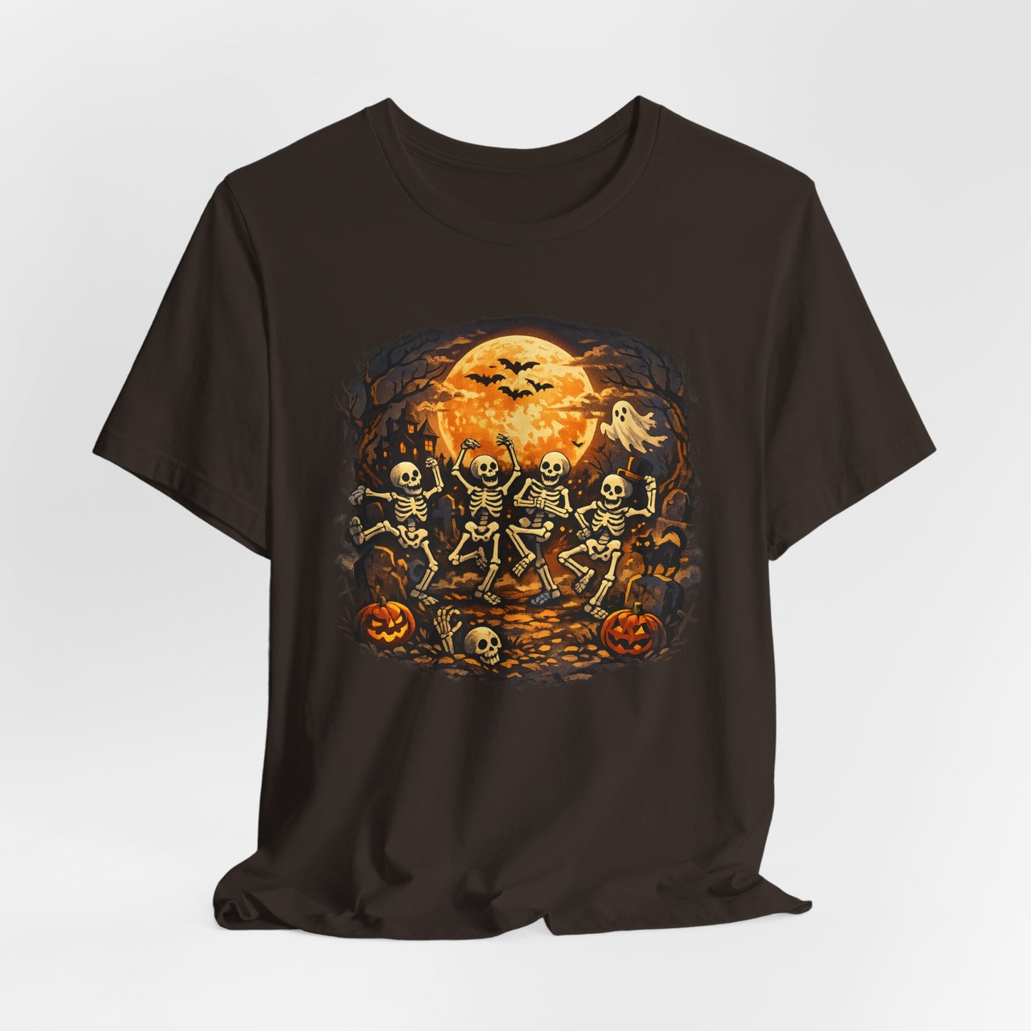 Halloween Skeleton Dance T-Shirt — Spooky Pumpkin Full Moon Tee