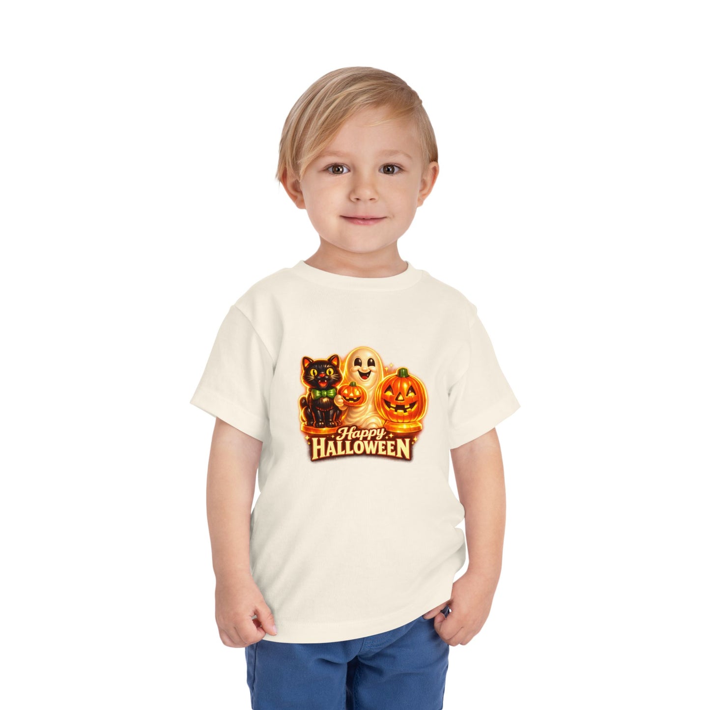 Toddler Halloween Tee - Cute Ghost, Black Cat, & Jack-O'-Lantern “Halloween Blow Mold” Shirt