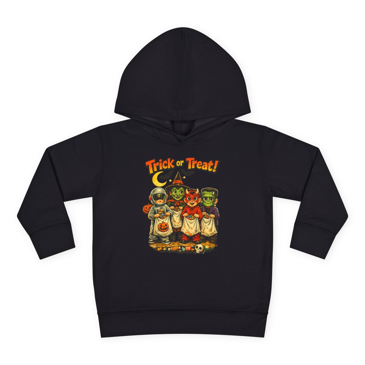 Vintage Trick or Treat Kids Costume Characters Hoodie | Toddler Pullover