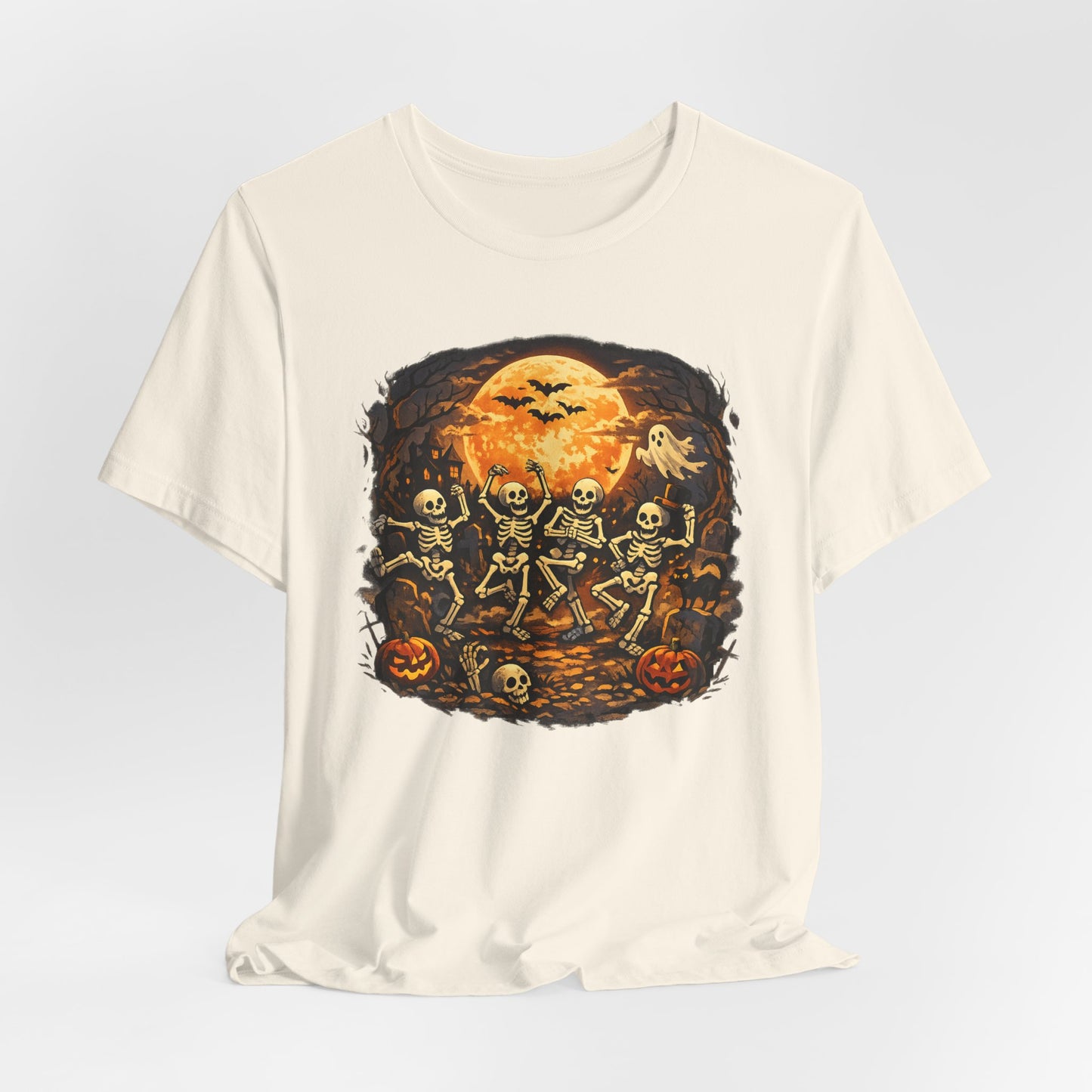 Halloween Skeleton Dance T-Shirt — Spooky Pumpkin Full Moon Tee