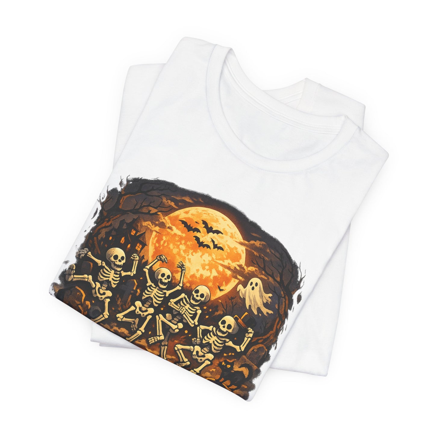 Halloween Skeleton Dance T-Shirt — Spooky Pumpkin Full Moon Tee