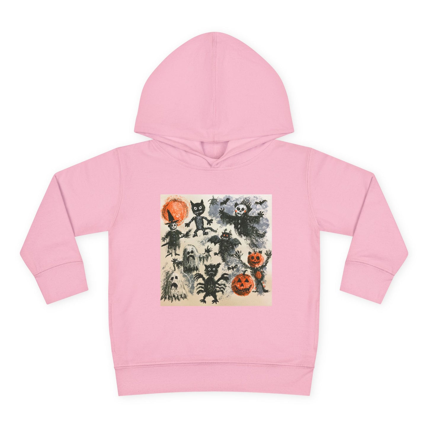 Vintage Halloween Monsters Toddler Hoodie | Ghosts, Cats, Pumpkins