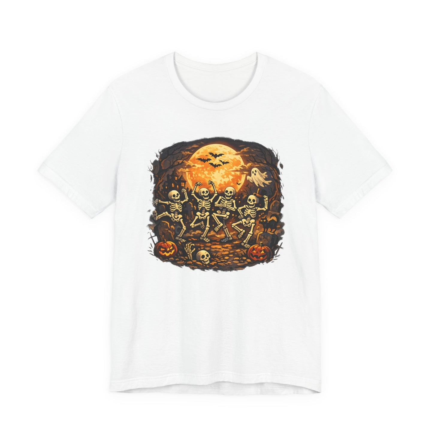 Halloween Skeleton Dance T-Shirt — Spooky Pumpkin Full Moon Tee