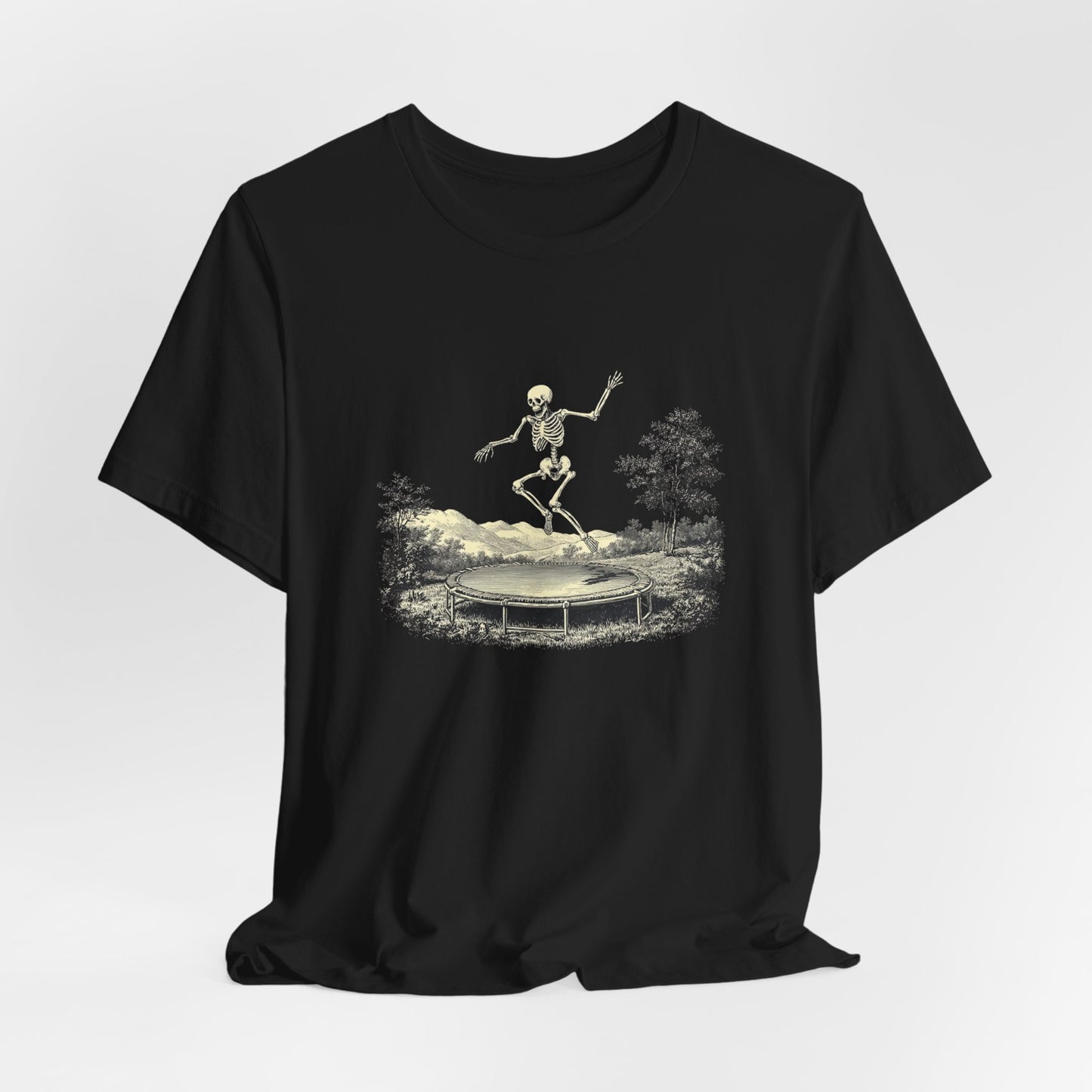 Vintage Skeleton On A Trampoline Tee