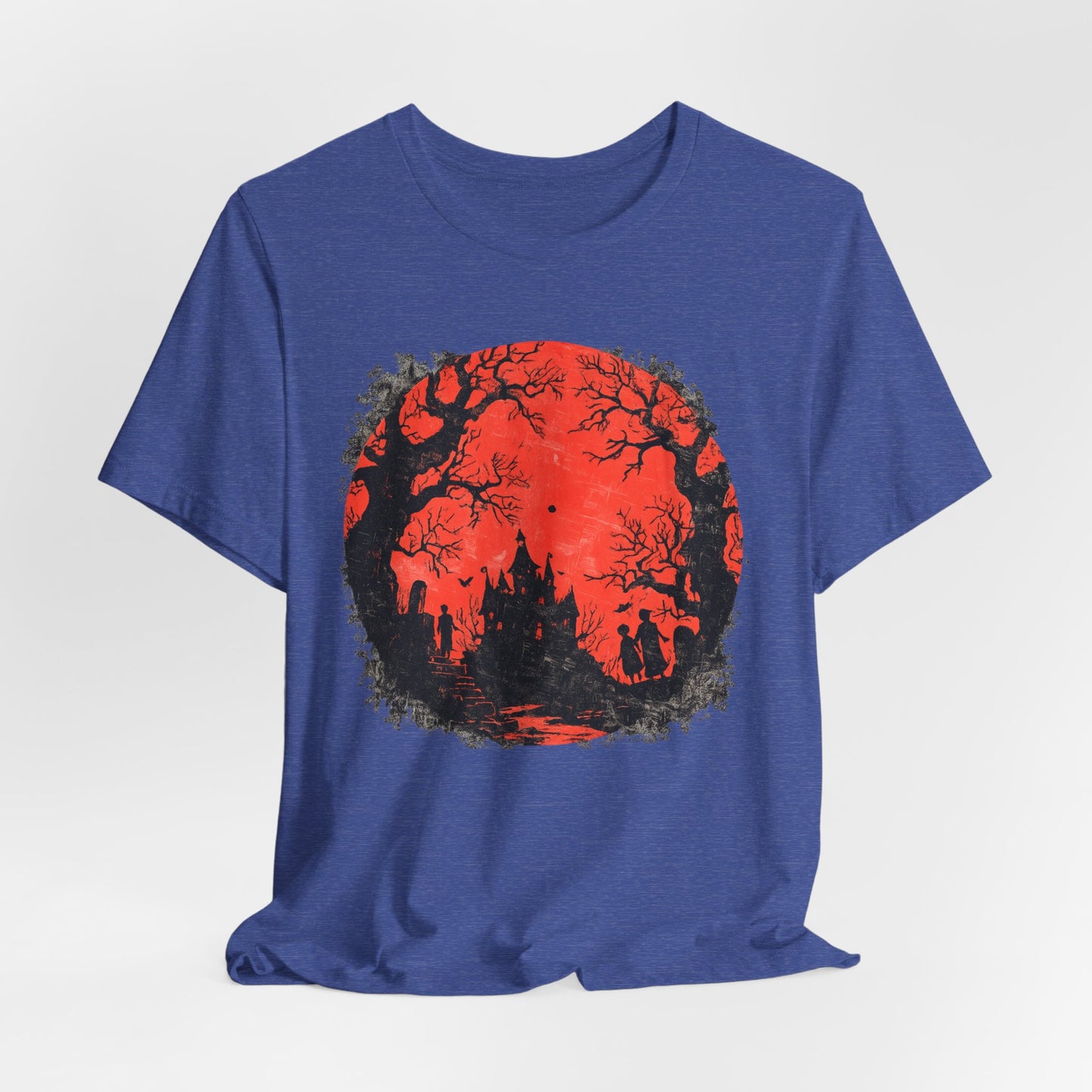 Horror Castle Tee — Red Moon Haunted Forest Graphic T-Shirt