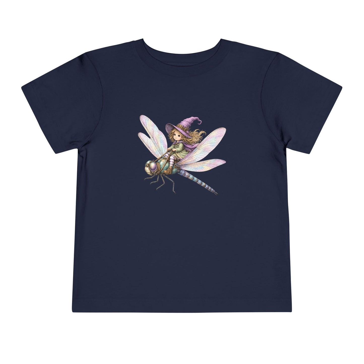 Fairy Witch Riding Dragonfly Toddler Tee | Magical Woodland Illustration