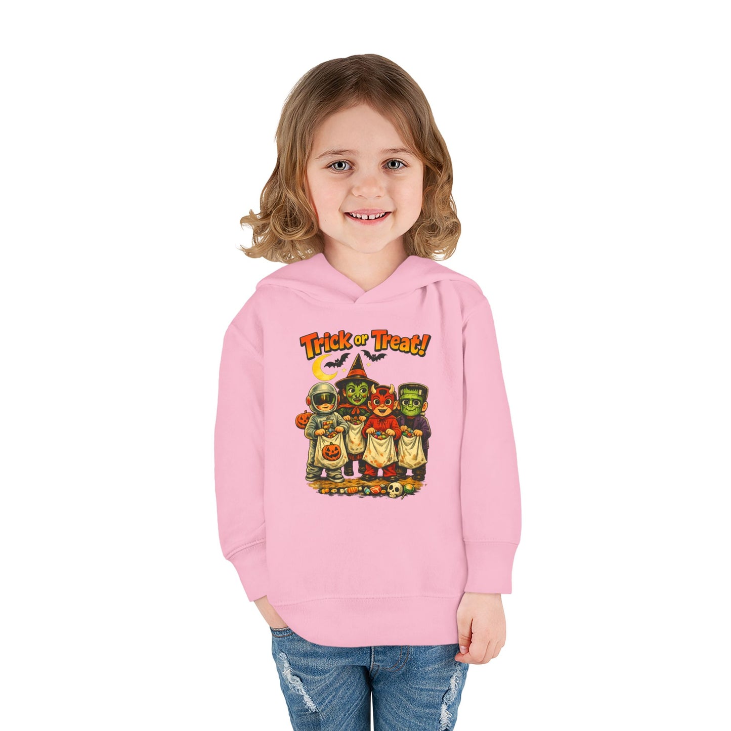 Vintage Trick or Treat Kids Costume Characters Hoodie | Toddler Pullover