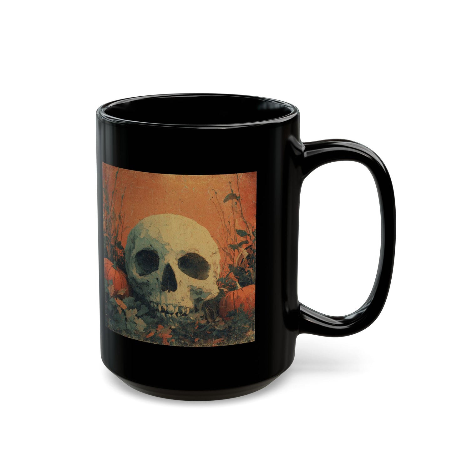 Skull & Pumpkin Halloween Mug — Spooky Gothic Coffee Cup (11oz/15oz)