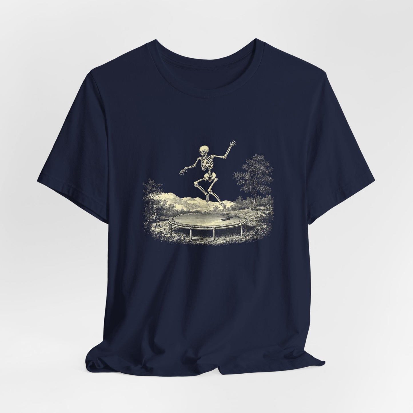 Vintage Skeleton On A Trampoline Tee
