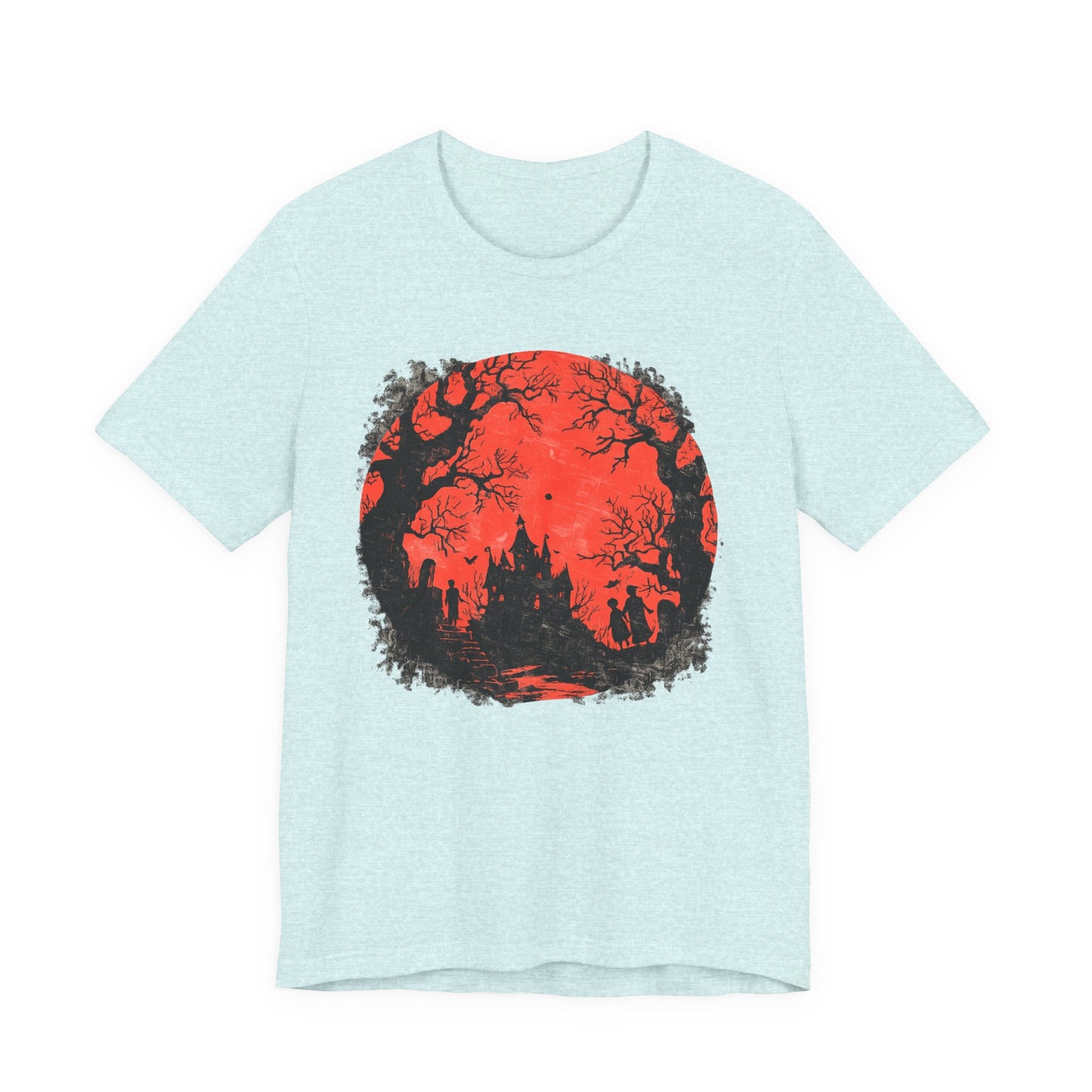 Horror Castle Tee — Red Moon Haunted Forest Graphic T-Shirt