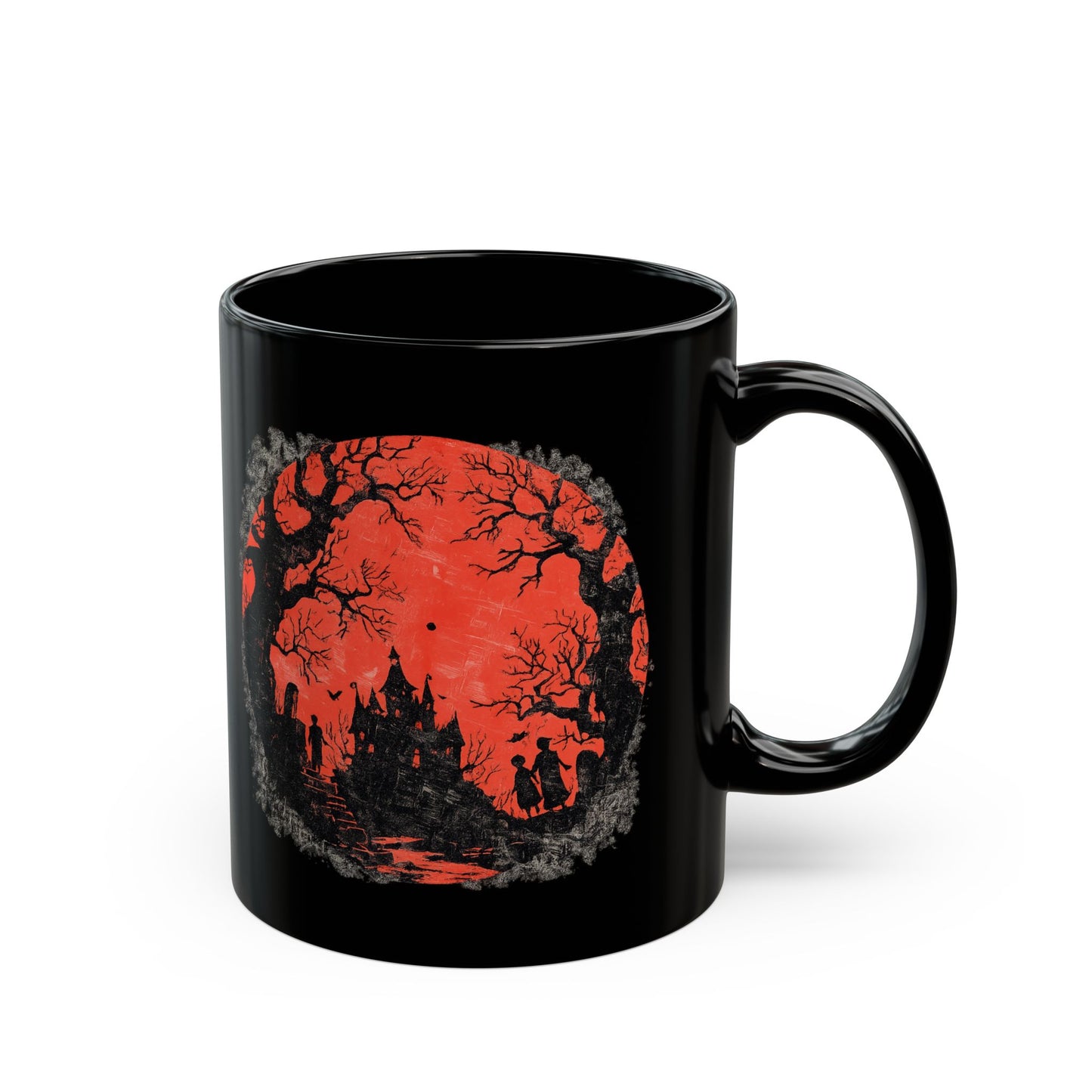 Halloween Castle Mug — Red Moon Haunted House Coffee Cup (11oz & 15oz)