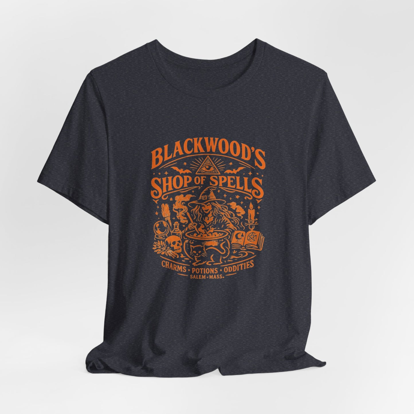 Witchy Graphic Tee — “Blackwood’s Shop of Spells” Vintage Potion T-Shirt