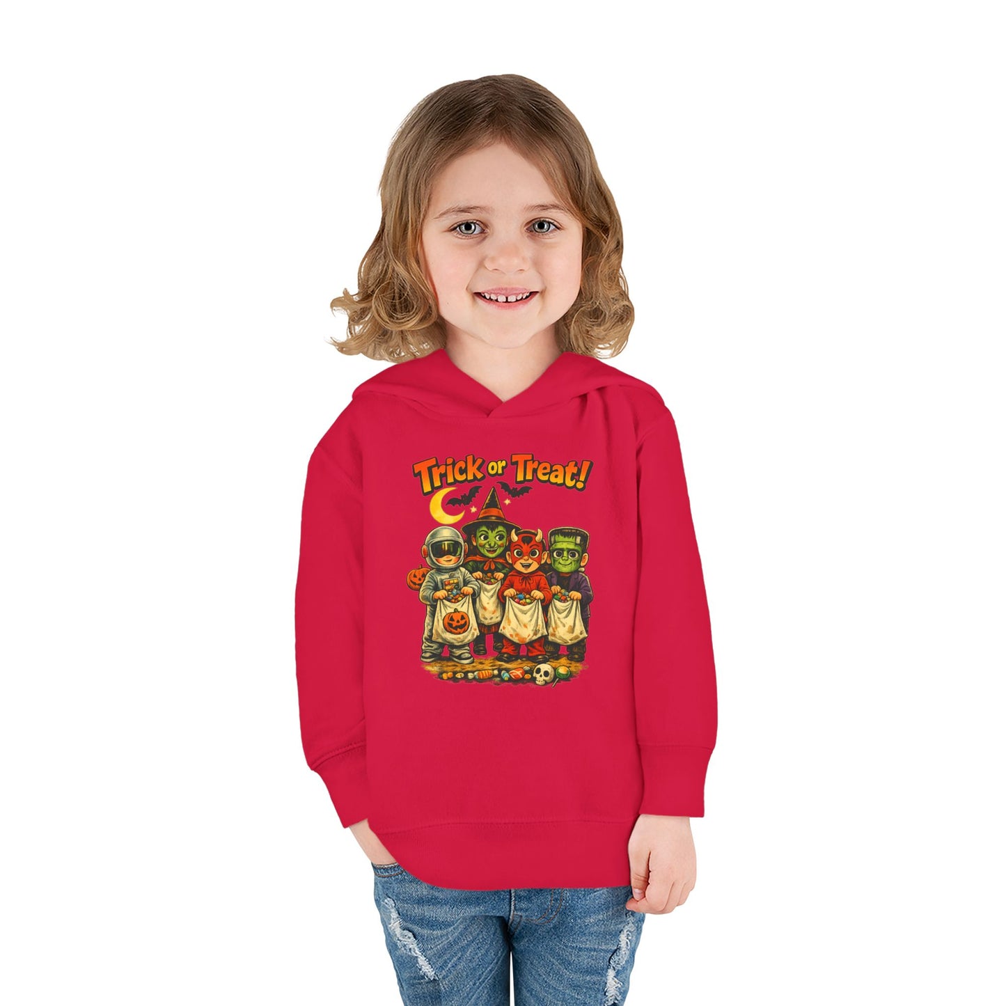 Vintage Trick or Treat Kids Costume Characters Hoodie | Toddler Pullover