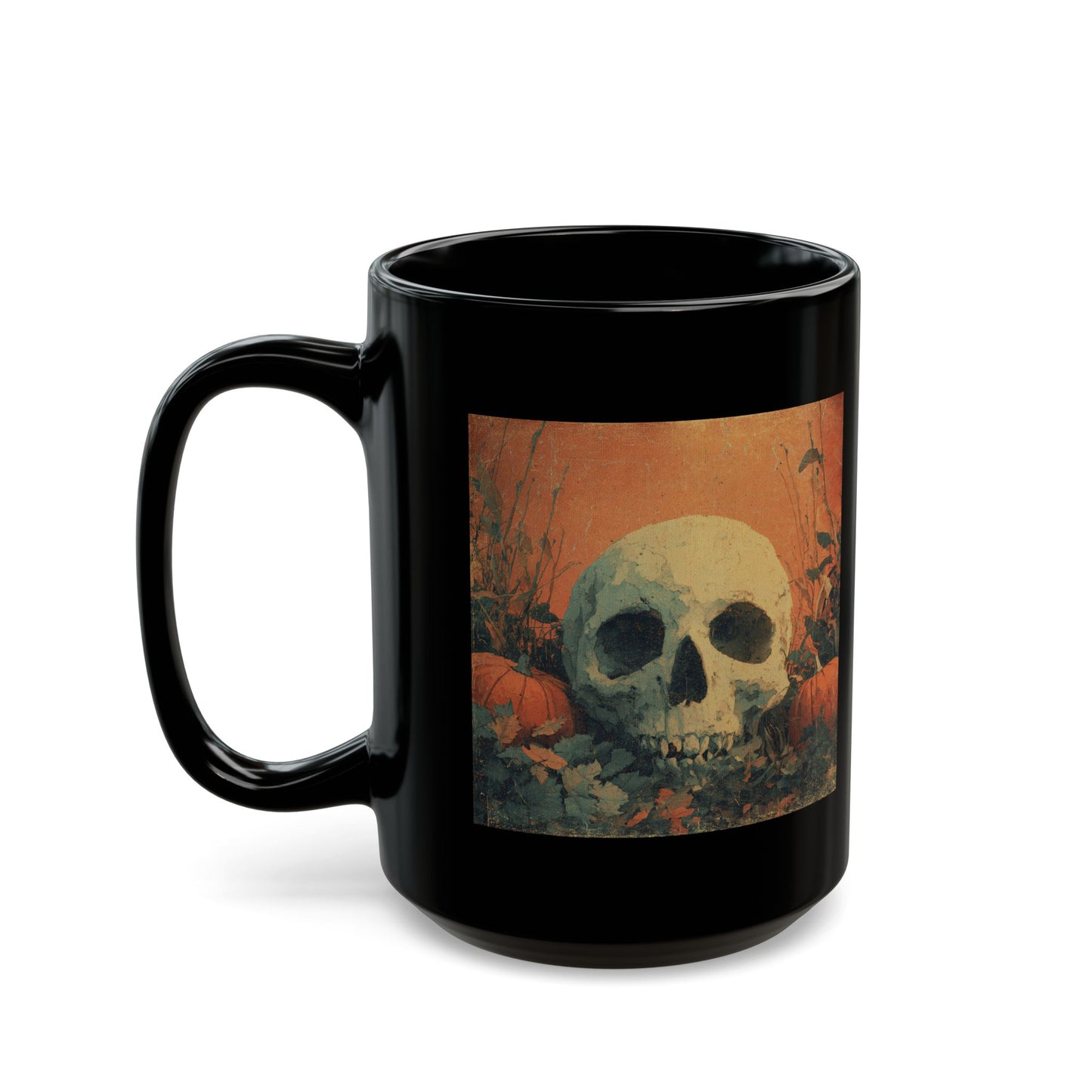 Skull & Pumpkin Halloween Mug — Spooky Gothic Coffee Cup (11oz/15oz)