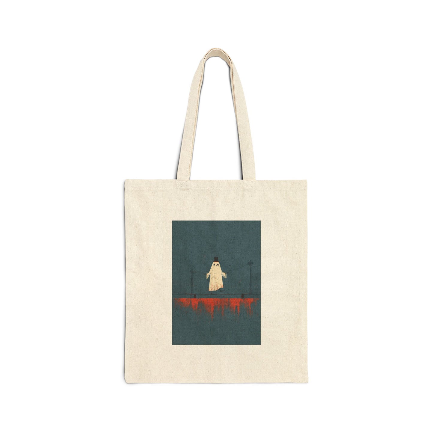 Ghost On A High Wire Cotton Tote Bag — Halloween Horror Art Tote