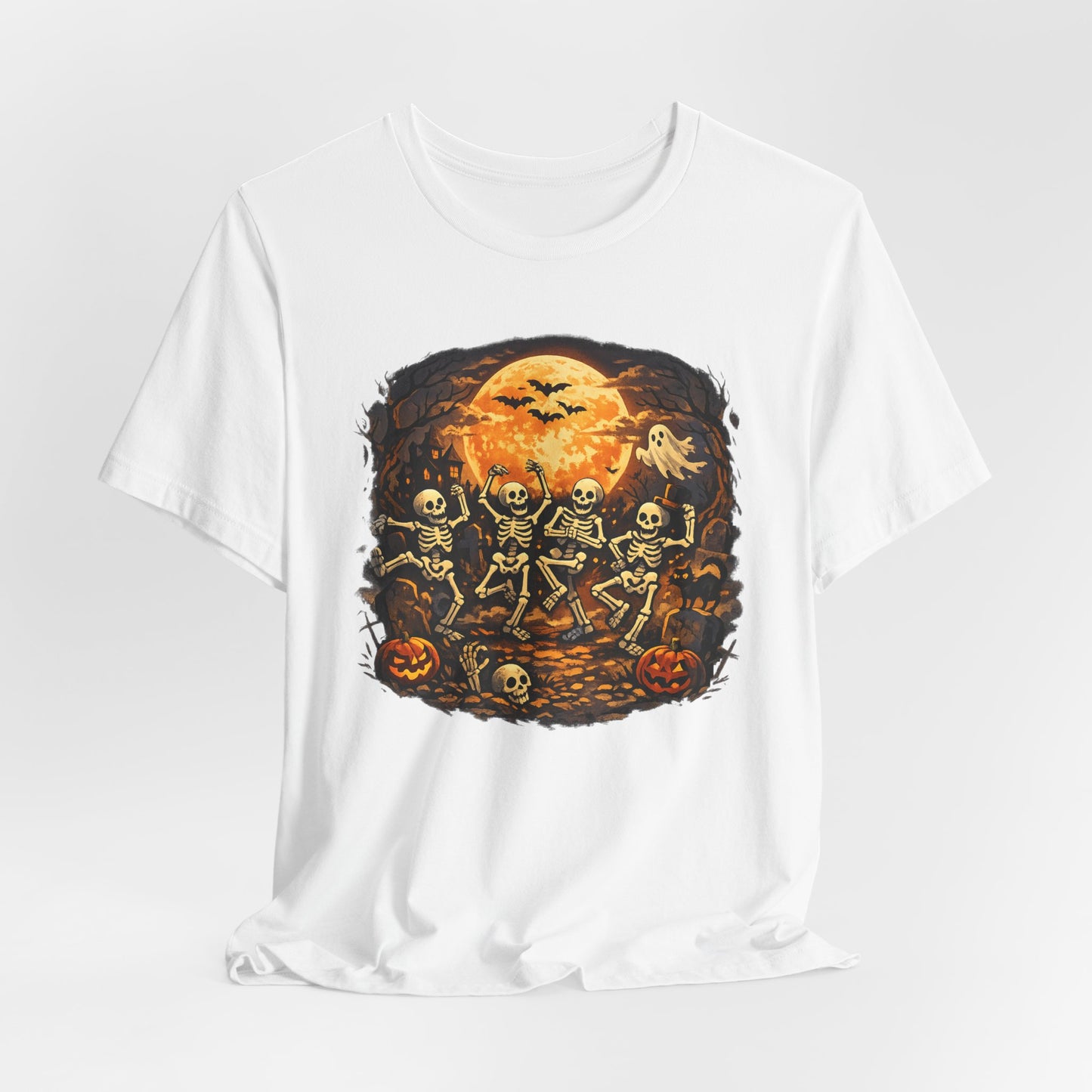 Halloween Skeleton Dance T-Shirt — Spooky Pumpkin Full Moon Tee