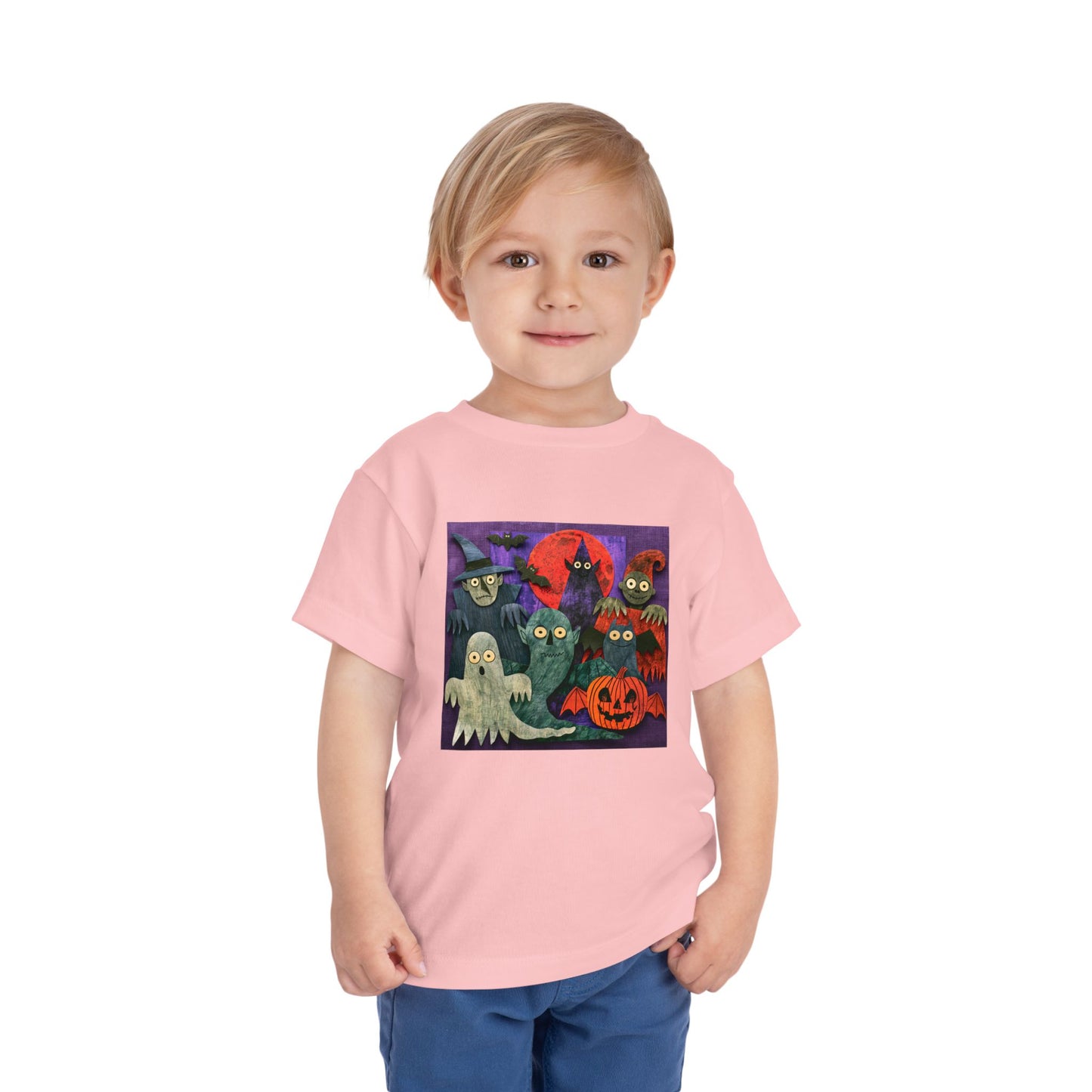 Toddler Tee — Cute Halloween Ghosts & Pumpkins Graphic