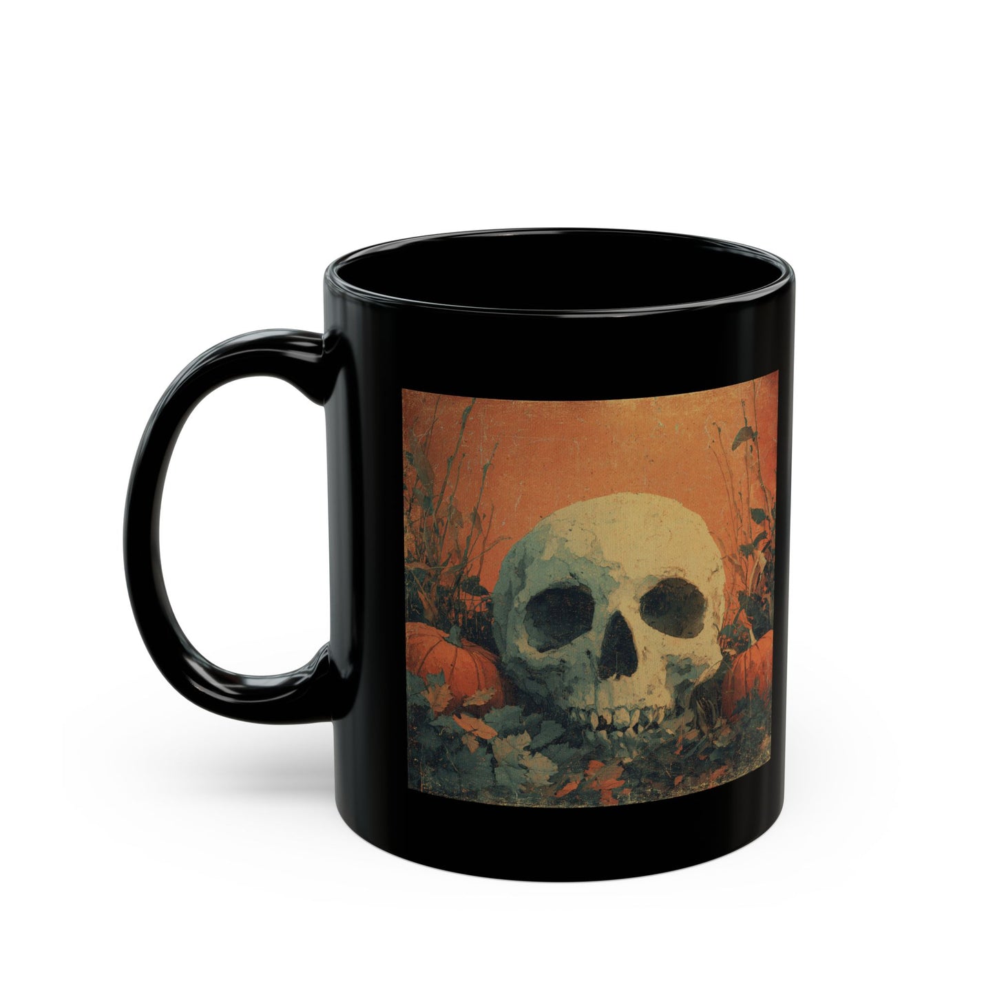 Skull & Pumpkin Halloween Mug — Spooky Gothic Coffee Cup (11oz/15oz)