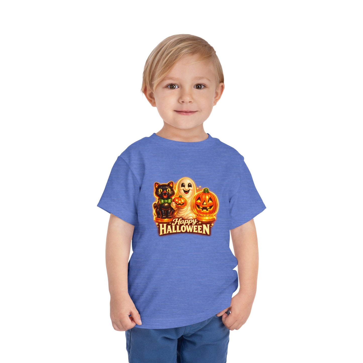 Toddler Halloween Tee - Cute Ghost, Black Cat, & Jack-O'-Lantern “Halloween Blow Mold” Shirt