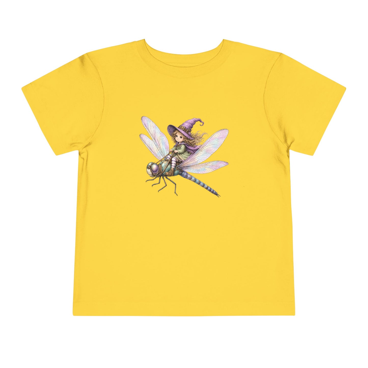 Fairy Witch Riding Dragonfly Toddler Tee | Magical Woodland Illustration