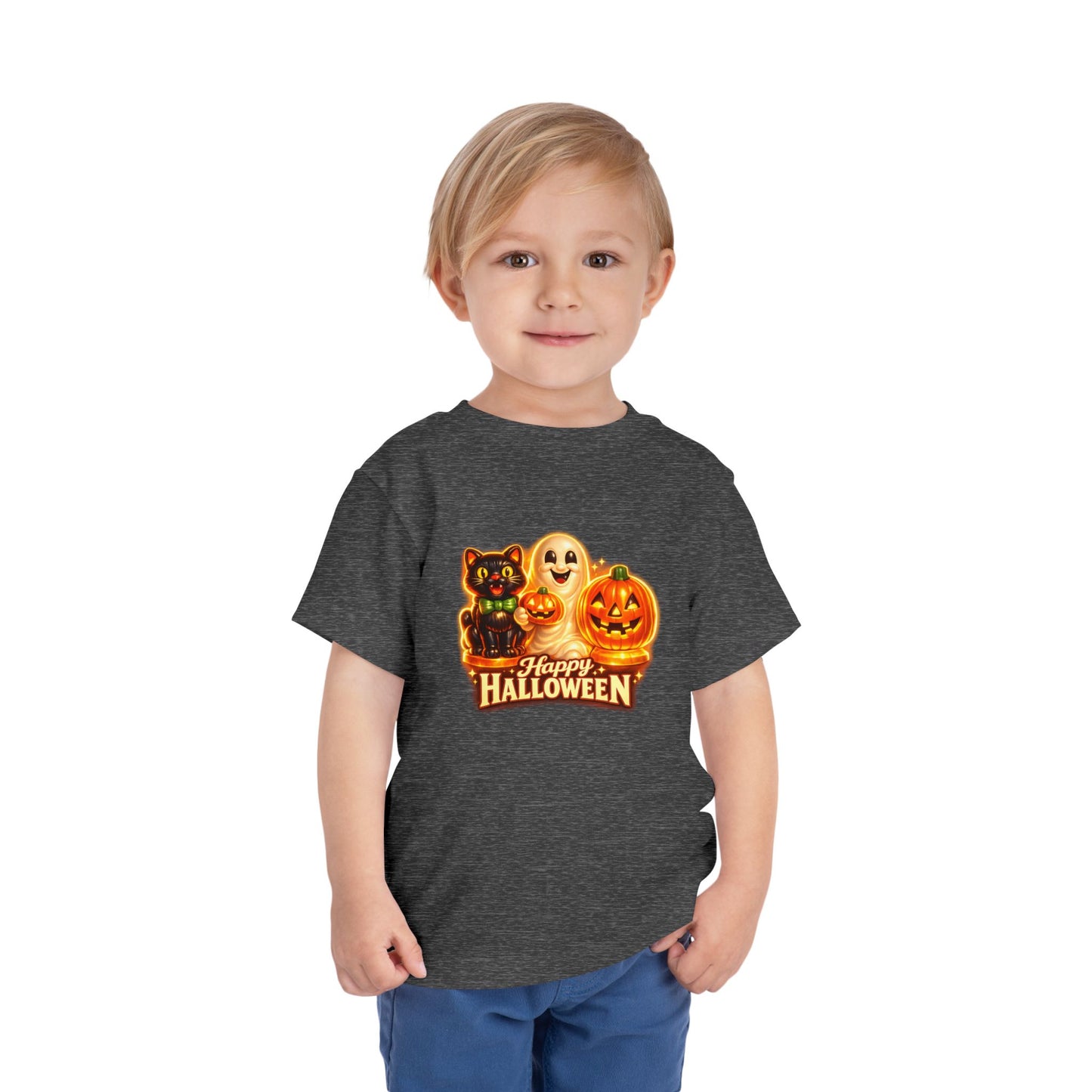 Toddler Halloween Tee - Cute Ghost, Black Cat, & Jack-O'-Lantern “Halloween Blow Mold” Shirt