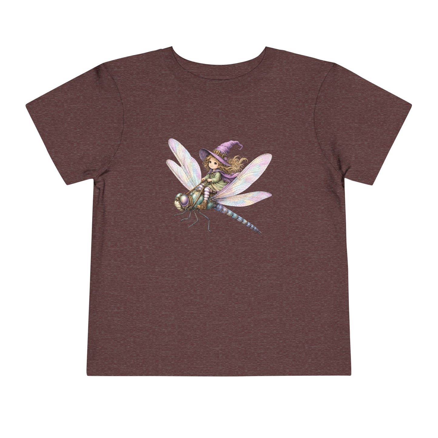 Fairy Witch Riding Dragonfly Toddler Tee | Magical Woodland Illustration