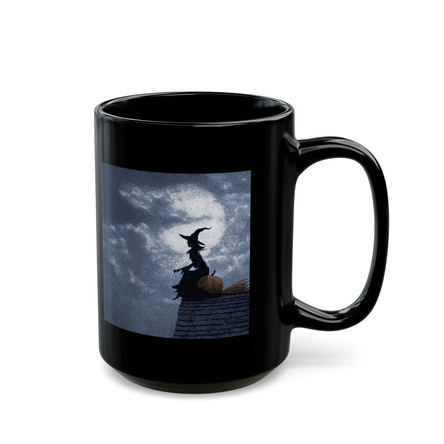 Halloween Witch Silhouette Mug — Spooky Moonlit Pumpkin Coffee Cup (11oz/15oz)