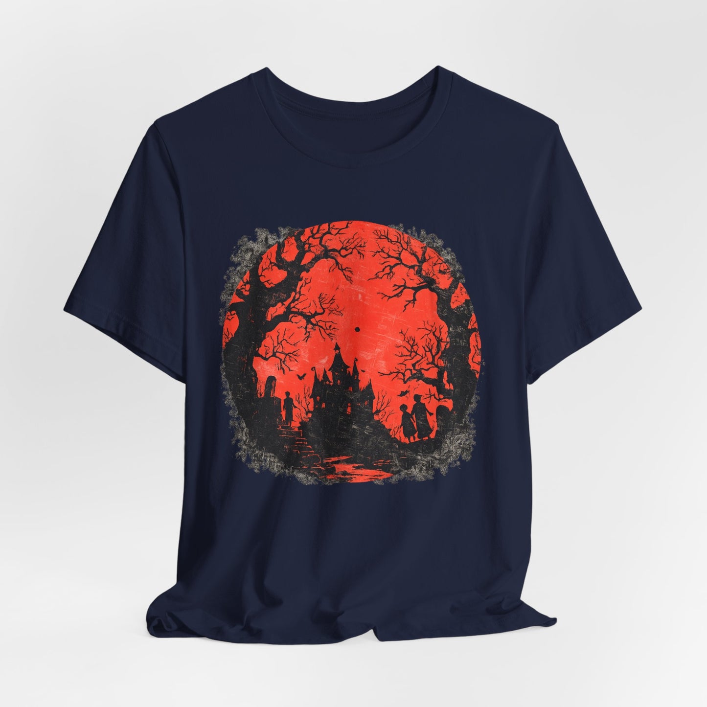 Horror Castle Tee — Red Moon Haunted Forest Graphic T-Shirt