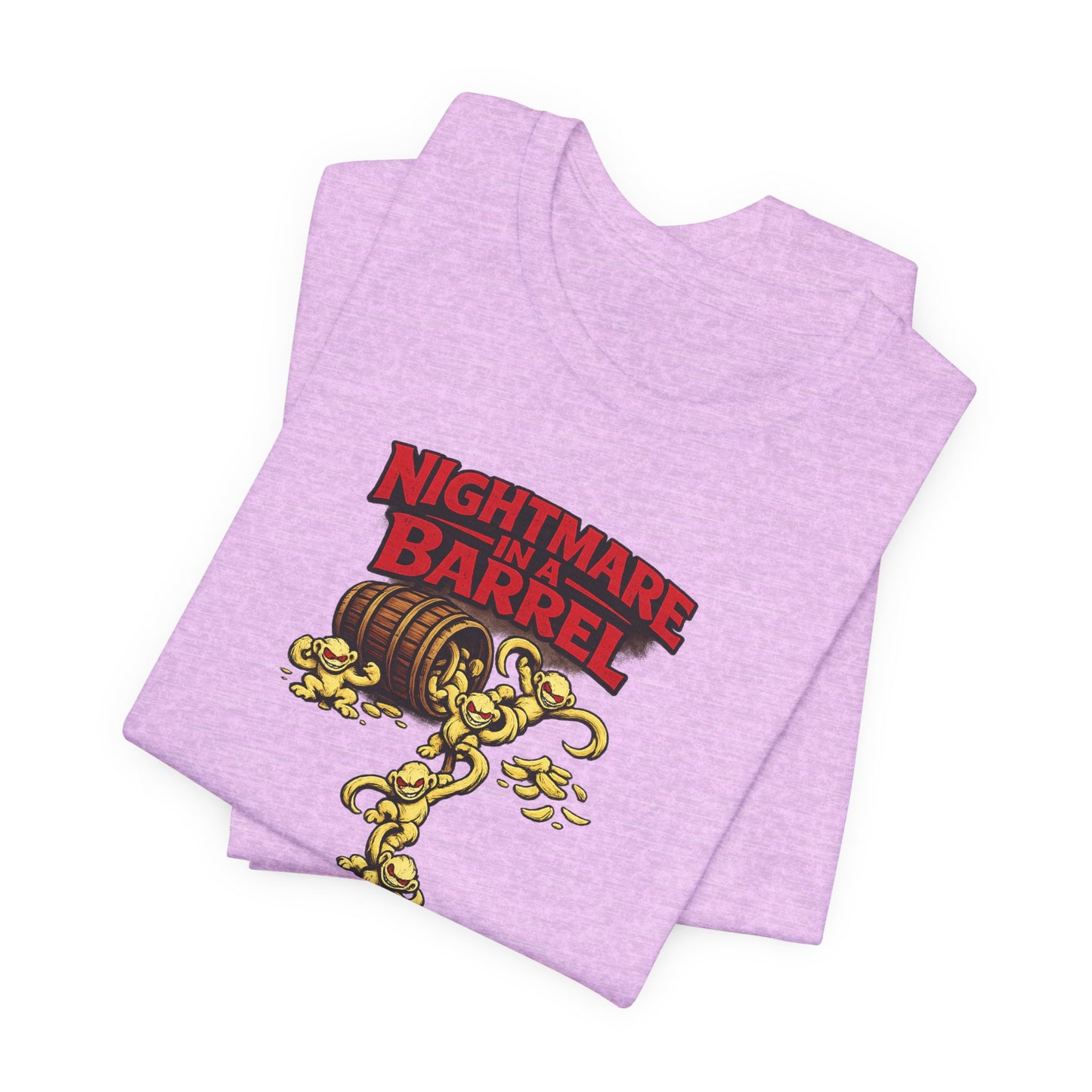 Nightmare in a Barrel T-Shirt — Vintage Horror Barrel Monkey Graphic Tee