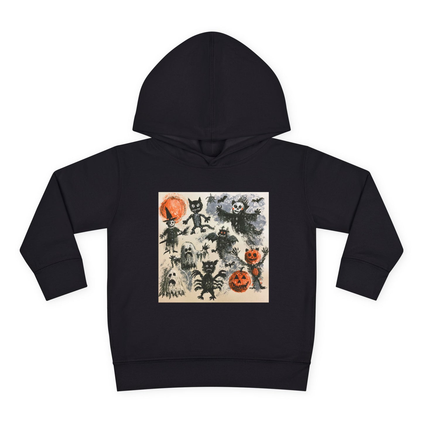 Vintage Halloween Monsters Toddler Hoodie | Ghosts, Cats, Pumpkins