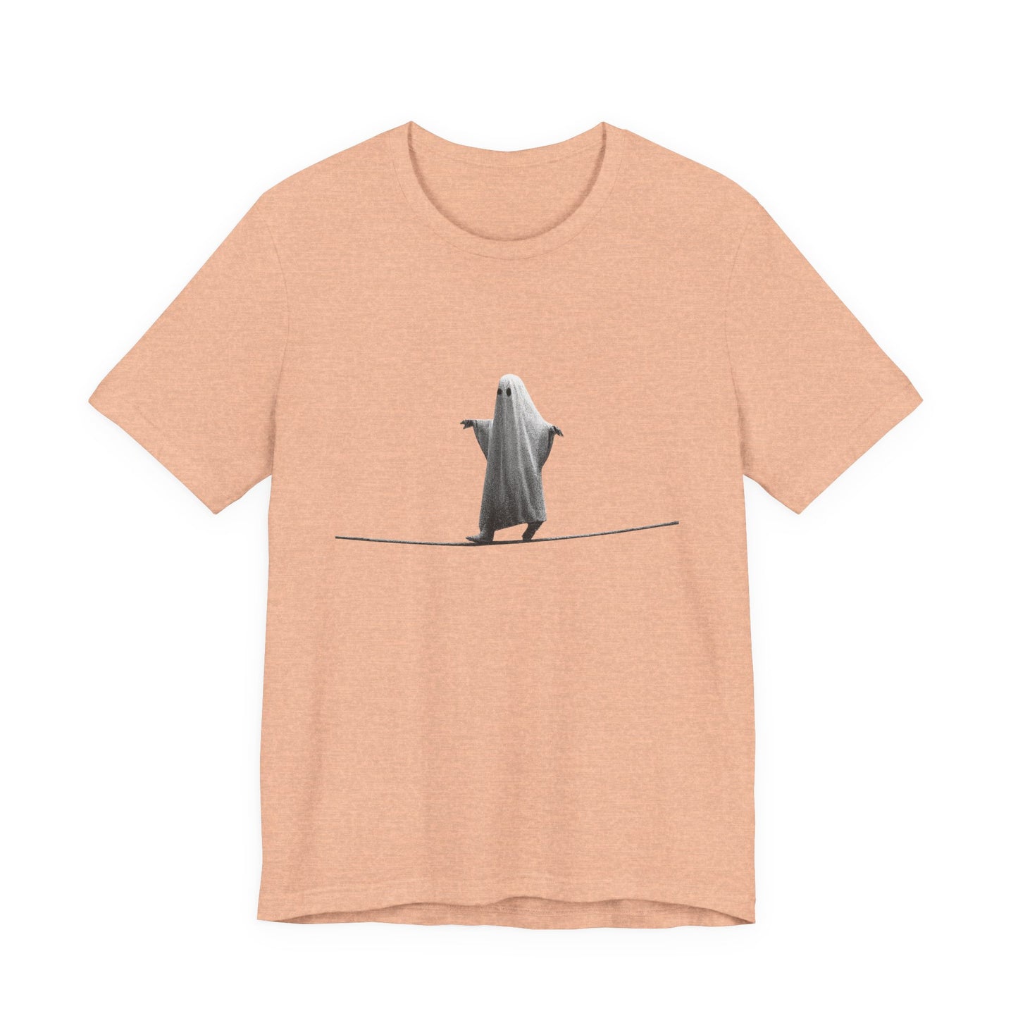 Ghost Balancer T‑Shirt — Minimalist Cute Ghost on Tightrope Tee