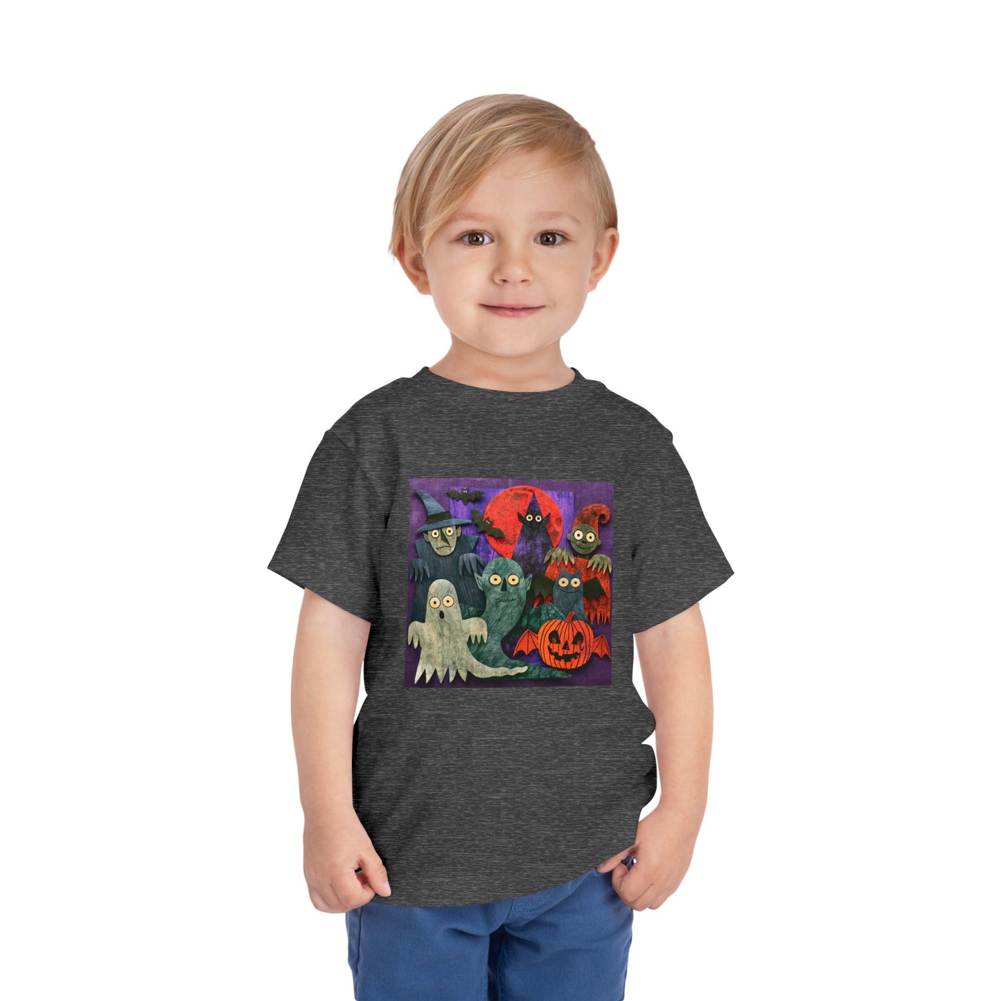 Toddler Tee — Cute Halloween Ghosts & Pumpkins Graphic