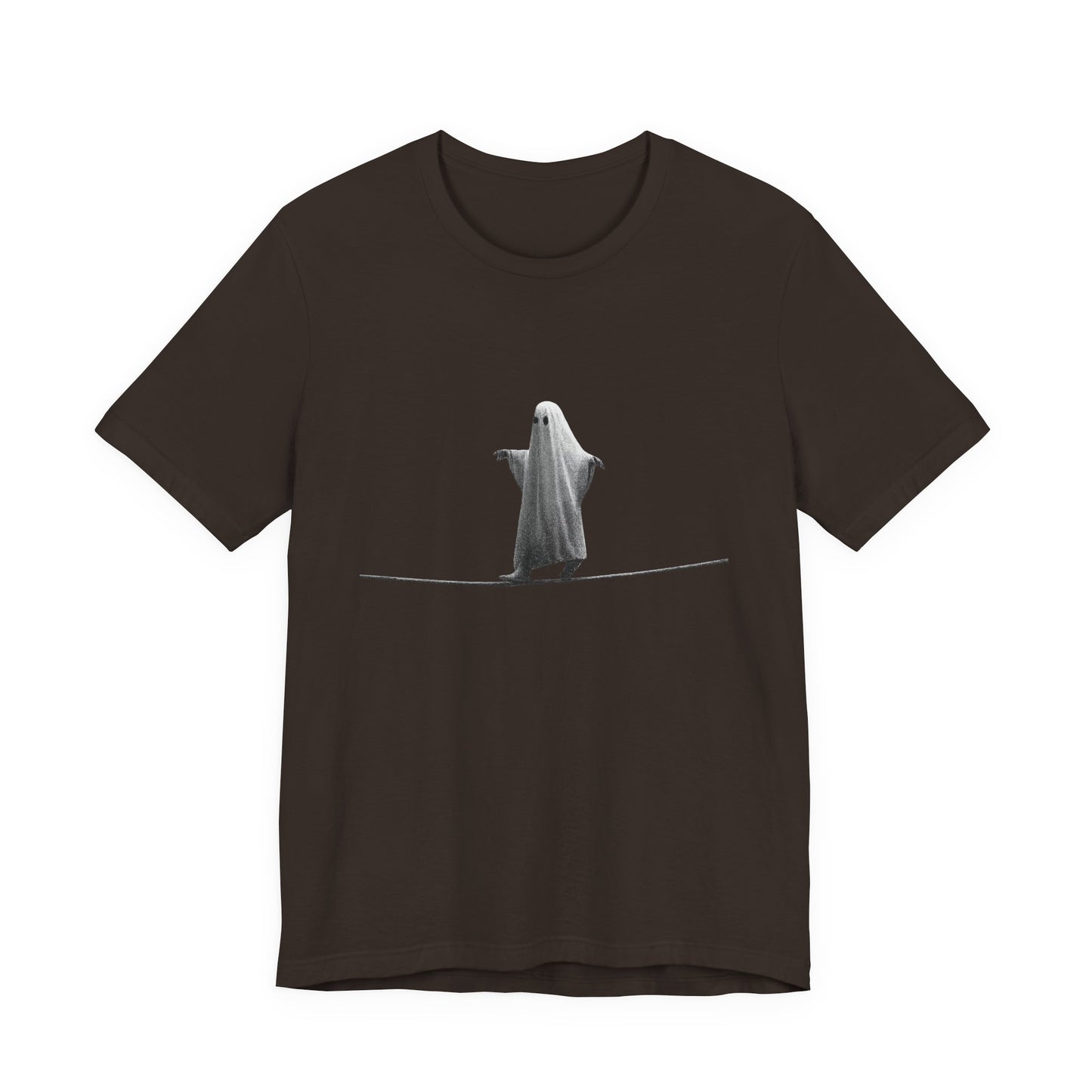 Ghost Balancer T‑Shirt — Minimalist Cute Ghost on Tightrope Tee