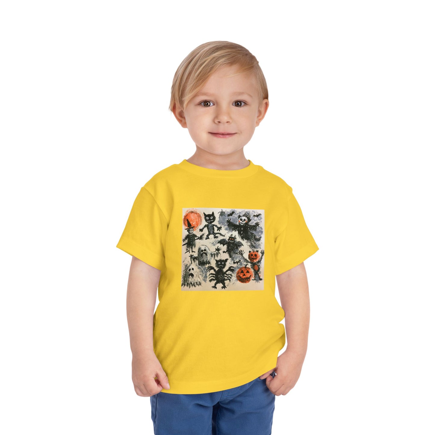 Vintage Halloween Characters Toddler Tee | Pumpkins, Bats, Ghosts