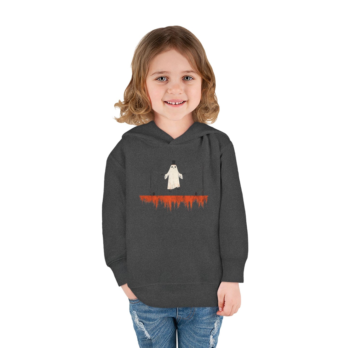Toddler Hoodie — Cute Ghost on Haunted High Wire Halloween Pullover