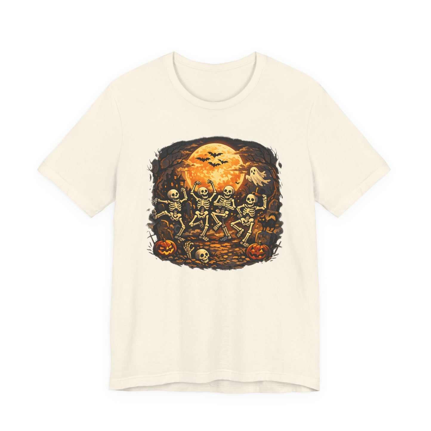 Halloween Skeleton Dance T-Shirt — Spooky Pumpkin Full Moon Tee