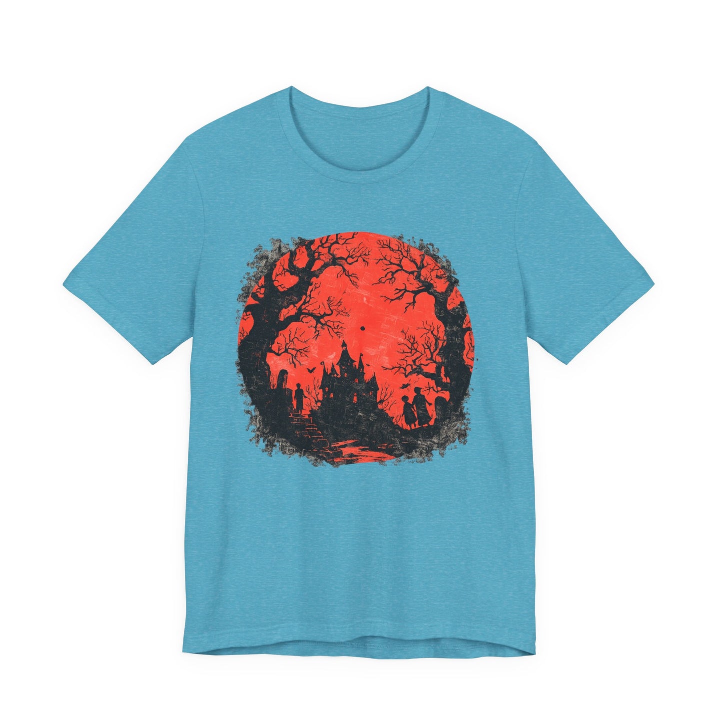 Horror Castle Tee — Red Moon Haunted Forest Graphic T-Shirt