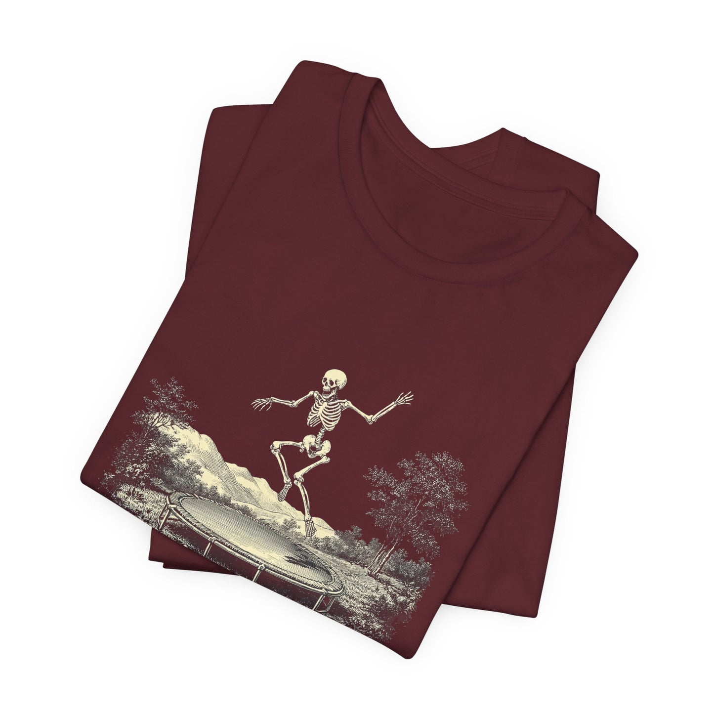 Vintage Skeleton On A Trampoline Tee