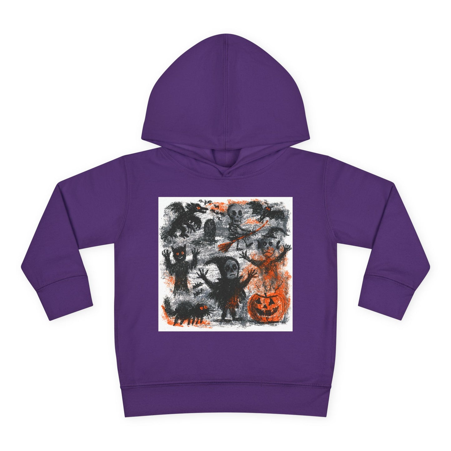 Spooky Halloween Scene Toddler Hoodie | Pumpkin, Ghosts & Bats
