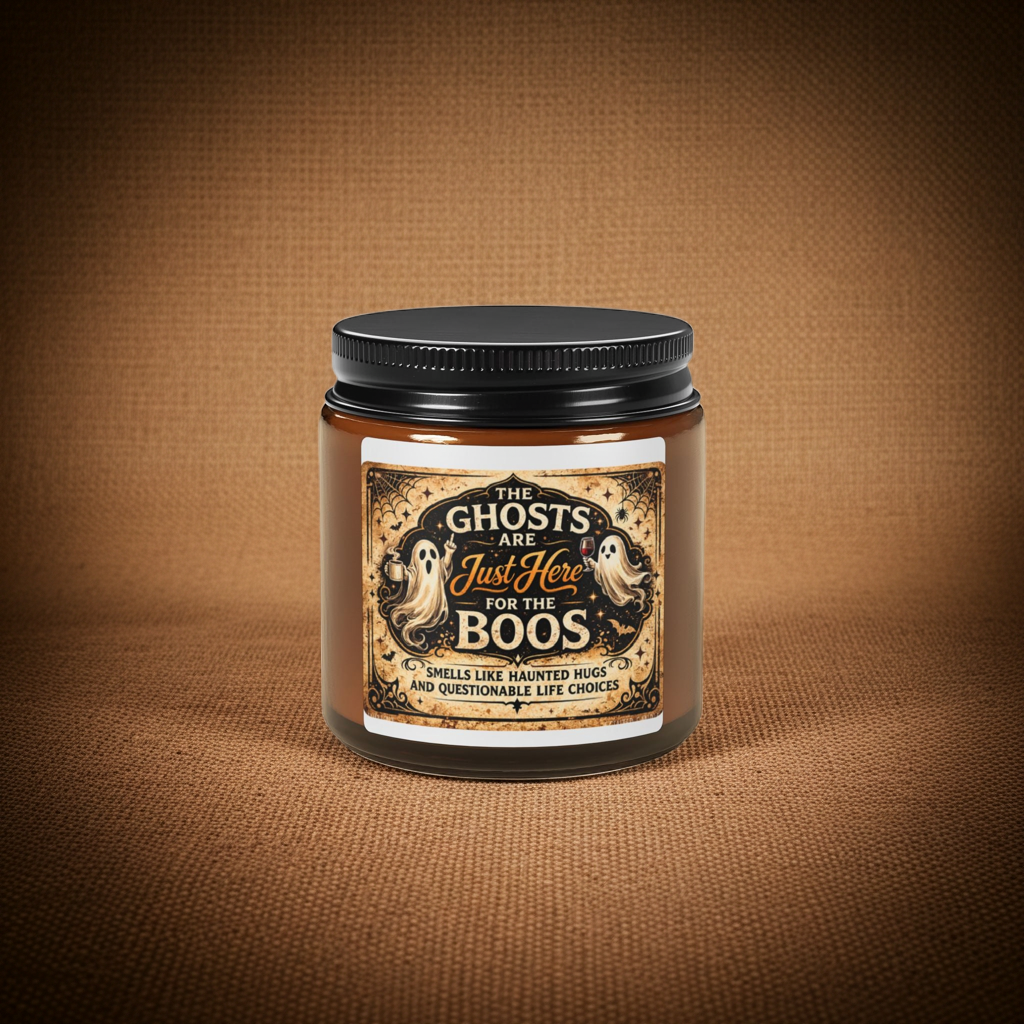 9 OZ Halloween Soy Candle — "The Ghosts Are Just Here for the Boos" Amber Jar