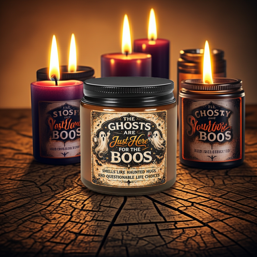 4 OZ Halloween Soy Candle - "The Ghosts Are Just Here for the Boos" Amber Jar