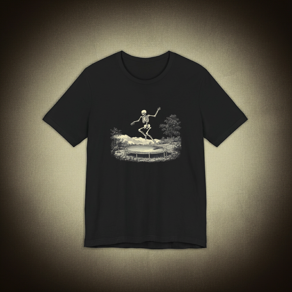 Vintage Skeleton On A Trampoline Tee