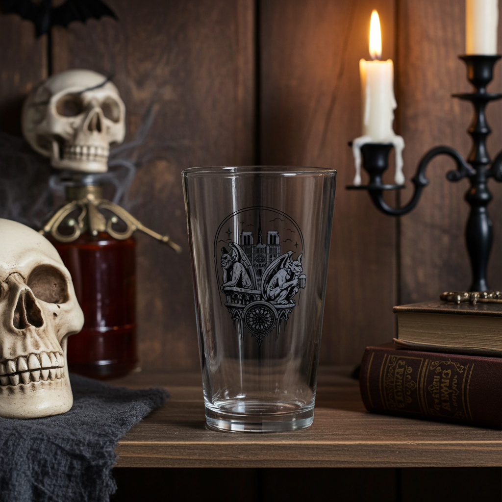 16oz Beer Glass — Gothic Cathedral Gargoyle Beer Glass